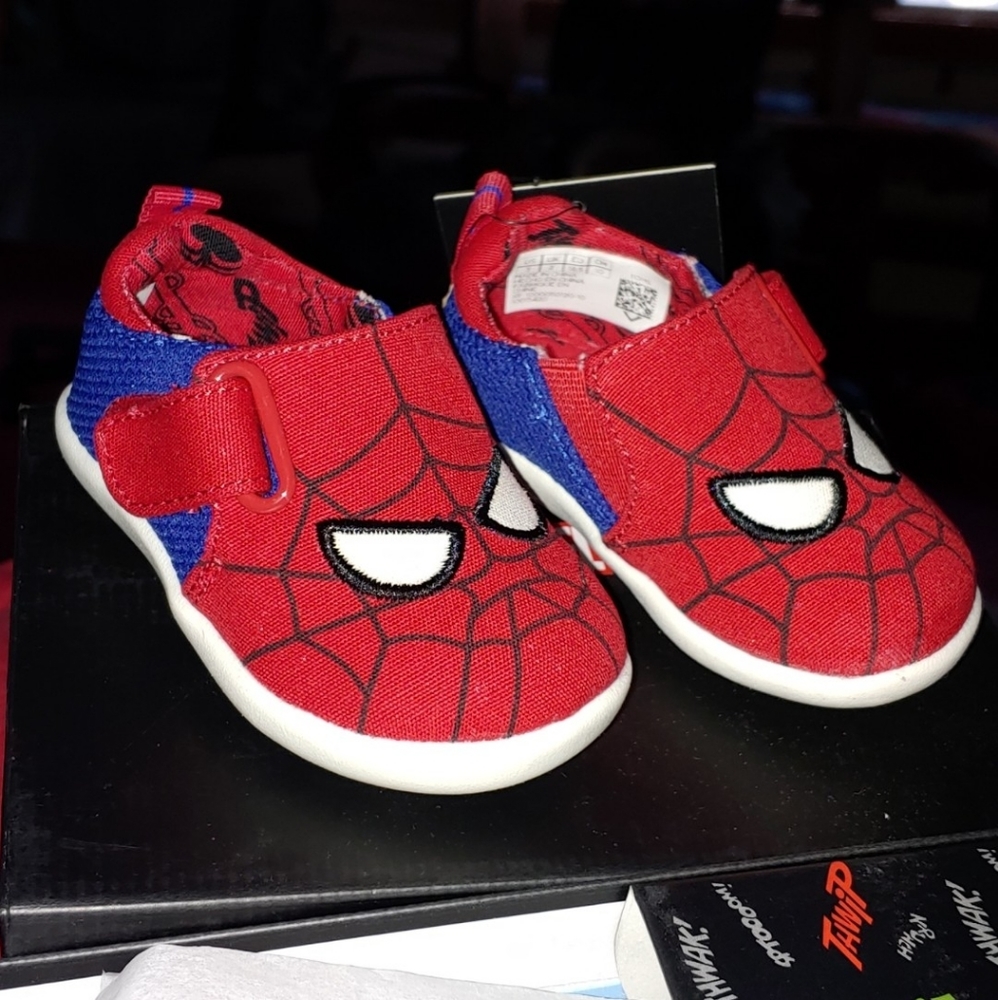 🆕MARVEL X TOMS Spider-Man Face Whiley Sneakers Baby Boy's Size 3 NIB NWT Infant